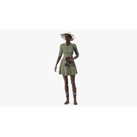 Dark Skin Black Woman Explorer Standing Pose 3D model